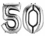 Balóny čísla 50 strieborné 100cm