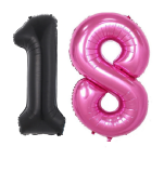 Balóny čísla 18 čierno/ružové 100cm