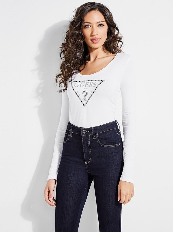 GUESS top Embellished Logo Tee biely