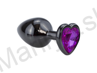 Análny kolík Luxury heart fialový S