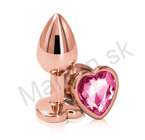 Análny kolík zlatý srdiečkový s ružovým kryštálom S