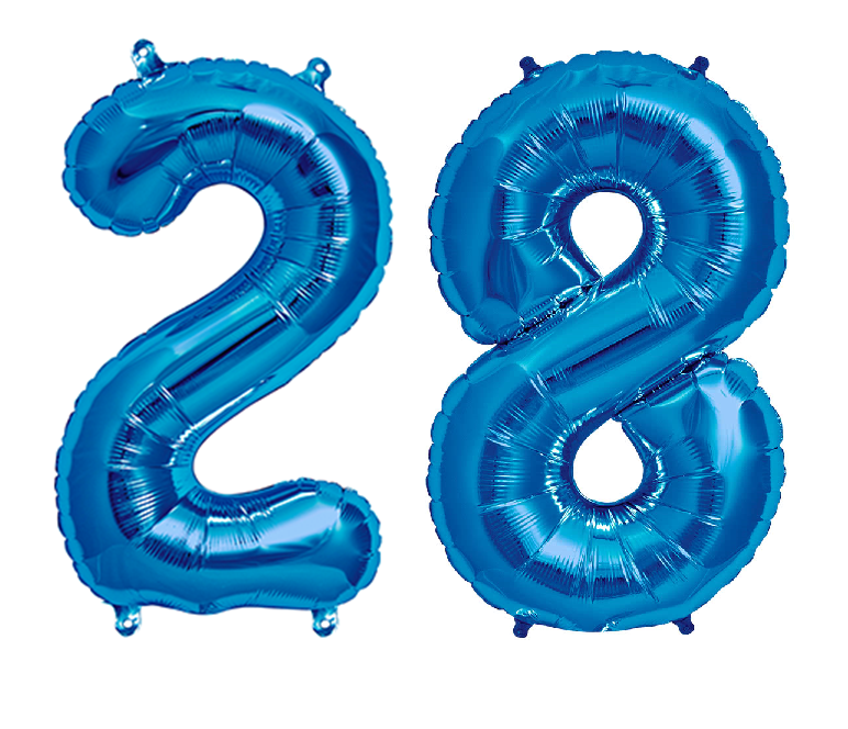 Balóny čísla 28 modré 75cm