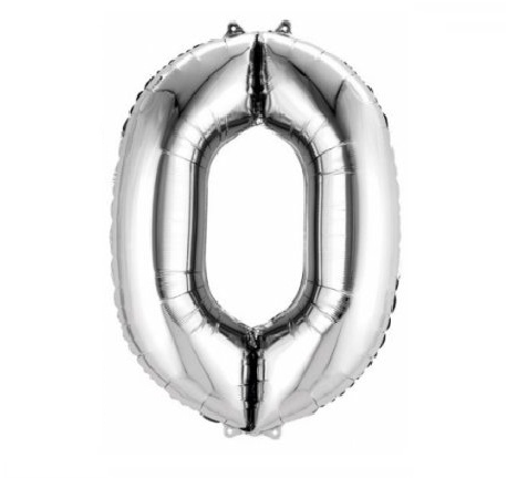Party balón 0 strieborný 75cm