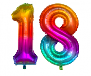 Balóny čísla 18 dúhové 100cm