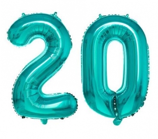 Balóny čísla 20 tyrkysové 70cm