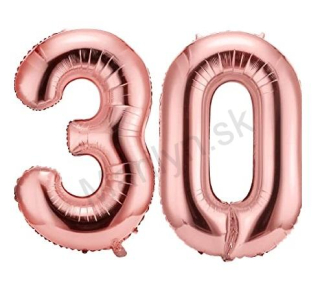 Balóny čísla 30 ružovo-zlaté 70 cm